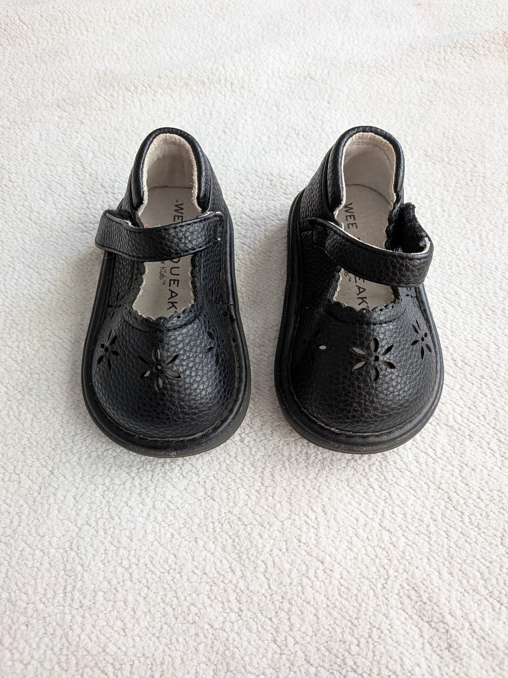 Squeaky Black Leather Mary Jane Kids  Shoes